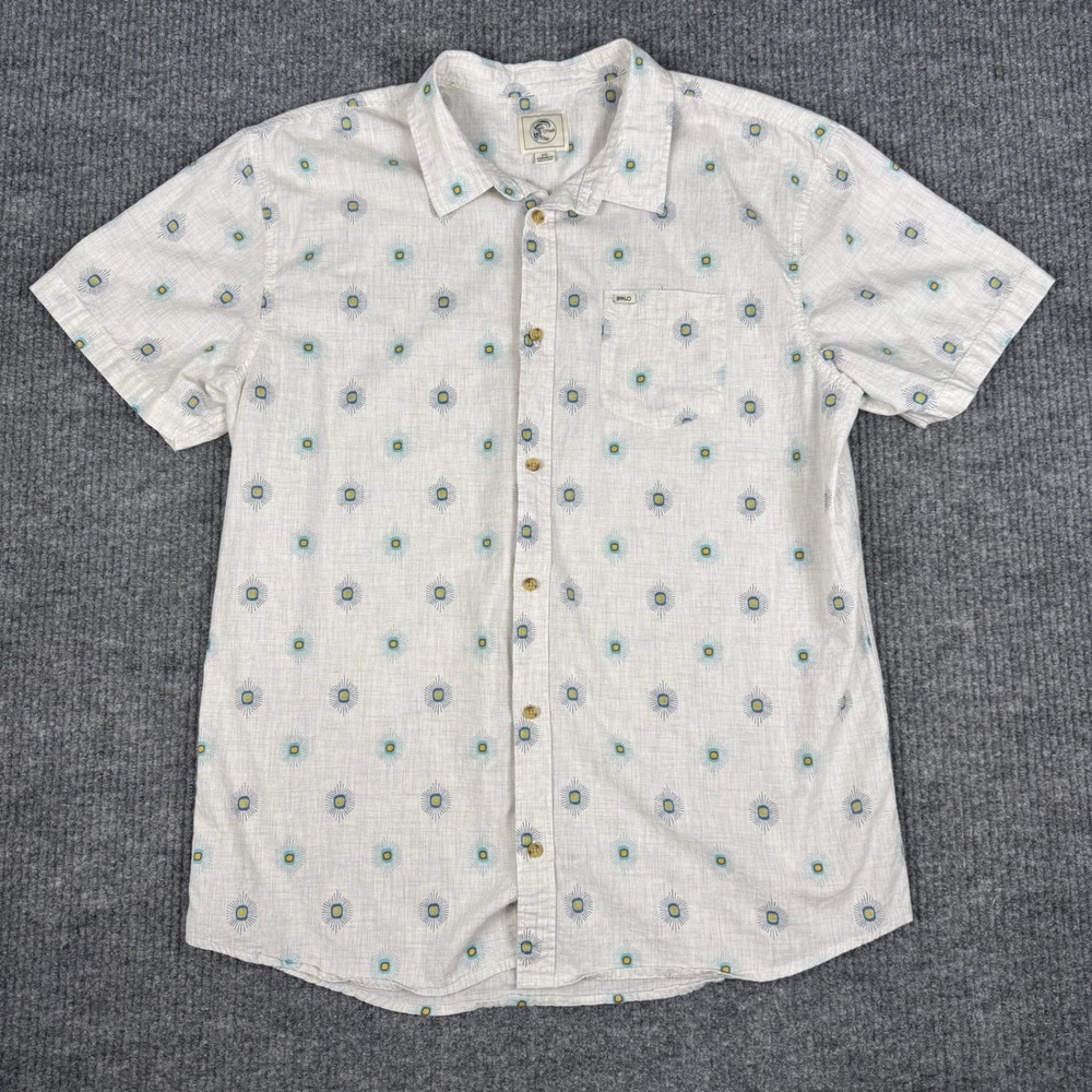 O'Neill Button Up Shirt Mens XXL Sunburst Print Cotton Short Sleeve Camp Surfer